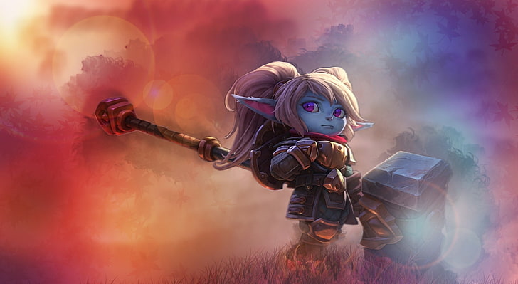 League Of Legends Poppy Edit, girl with hammer digital wallpaper, Games, Other Games, HD wallpaper