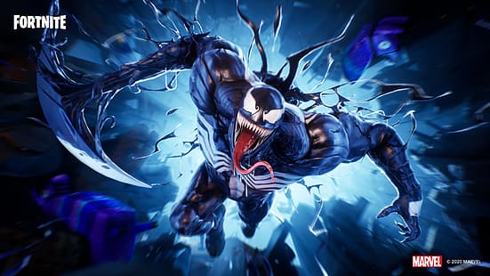  Venom, Symbiote, Fortnite, Marvel Comics, creature, hole, HD wallpaper HD wallpaper