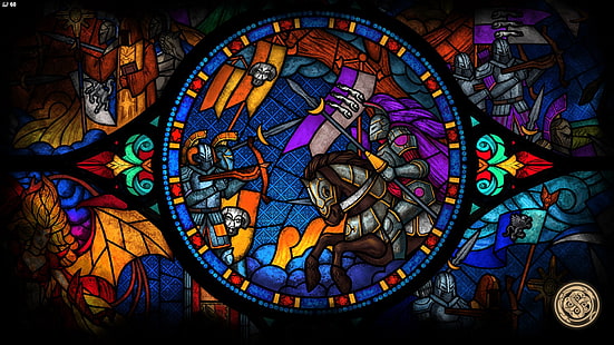 glass, the game, monster, beauty, flag, stained glass, armor, battle, heroes, art, knights, banner, heroes of might and magic, knight, priest, heroes of might and magic 7, might and magic heroes, HD wallpaper HD wallpaper