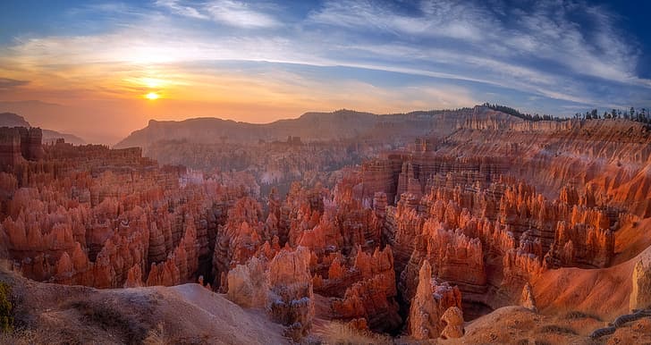 desert, panorama, Utah, Fog, Bryce Canyon, Misty Canyon, HD wallpaper