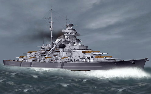 Okręty wojenne, niemiecki pancernik Bismarck, pancernik, Tapety HD HD wallpaper