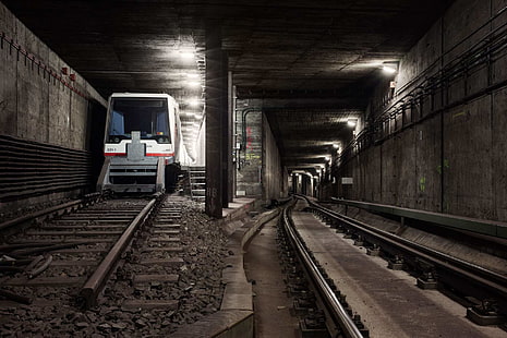 railway, metro, subway, tunnel, lights, Timo Stammberger, Hamburg, Germany, underground, HD wallpaper HD wallpaper