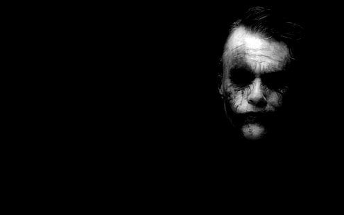 filmes, Heath Ledger, Joker, branco, O Cavaleiro das Trevas, escuro, preto, Batman, HD papel de parede HD wallpaper