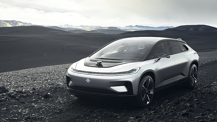 grayscale photo of concept car, Faraday Future, FF91, electric cars, 5k, HD wallpaper