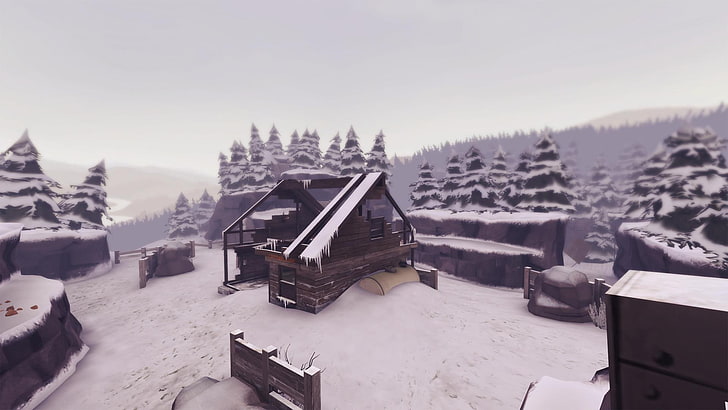 Team Fortress 2, snow, barn, HD wallpaper
