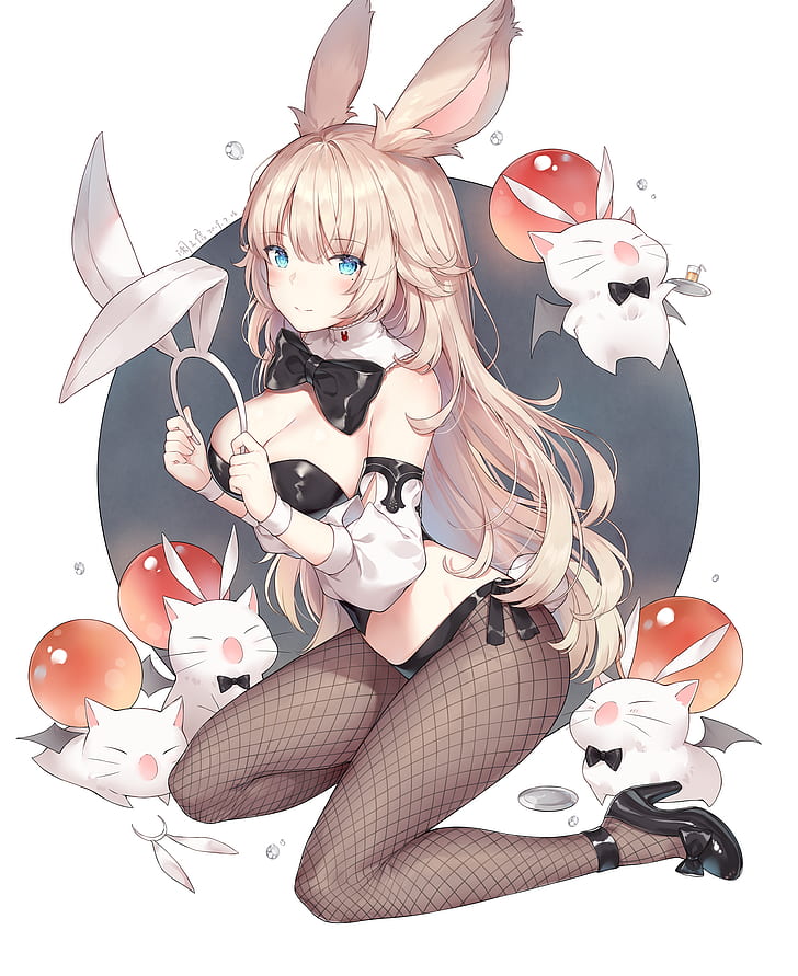 Anime, anime girls, digital art, artwork, bunny ears, animal ears, long  hair, HD wallpaper | Wallpaperbetter