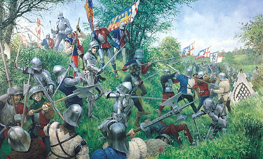 中世の騎士の戦いの壁紙、時間、バラ、戦争、アート、アーティスト、戦い、戦い、絵画、間、軍隊、テュークスベリーの戦い、ヨーク。、1471年、西部、アル、開催、勝利、強い、 HDデスクトップの壁紙 HD wallpaper