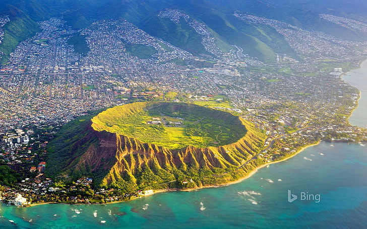 航空写真ビューオアフ島ハワイ-2016 Bing Desktop Wallpape ..、 HDデスクトップの壁紙