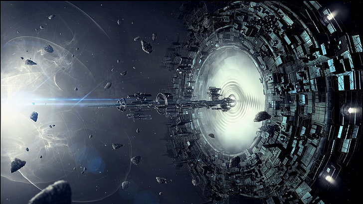 Raumschiff Leuchtfeuer digitale Tapete, Raumschiff, Science Fiction, Kunstwerk, HD-Hintergrundbild
