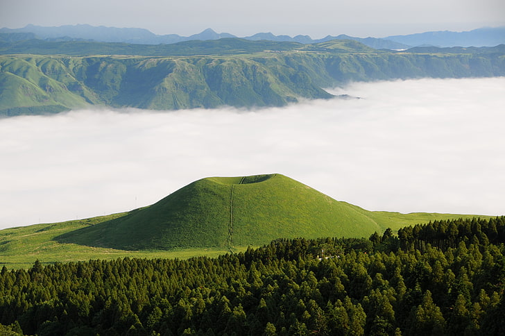 green mountain, kumamoto, somme, japan, HD wallpaper