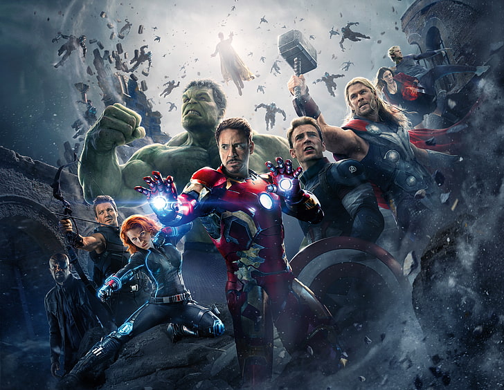 Scarlet Witch, Iron Man, 8K, Nick Fury, 4K, Quicksilver, Black Widow, Hawkeye, Tony Stark, The Hulk, Thor, Steve Rogers, Avengers: Age of Ultron, Captain America, HD tapet