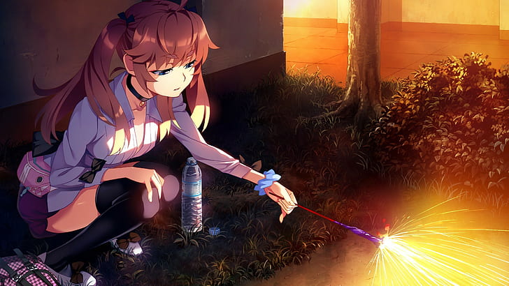 Grisaia no kajitsu, Matsushima michiru, Anime, Mädchen, Feuerwerk, HD-Hintergrundbild