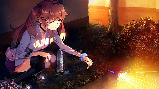 Grisaia no kajitsu, Matsushima michiru, Anime, Girl, Fireworks, Wallpaper HD HD wallpaper