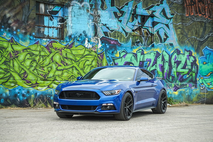 Ford Mustang, car, graffiti, HD wallpaper