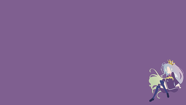 karya seni grafis dengan latar belakang ungu, Shiro (No Game No Life), minimalis, No Game No Life, Wallpaper HD