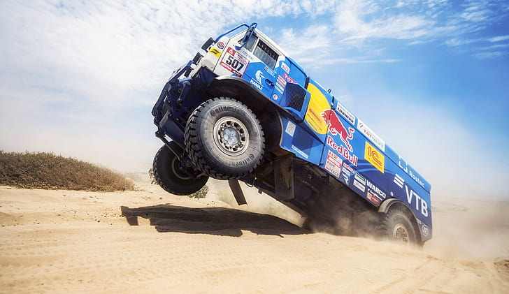 Rally, vehicle, Dakar Rally, Kamaz, sand, desert, HD wallpaper