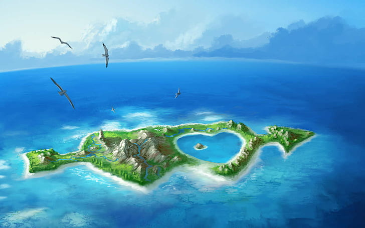 Love Island Seni, cinta, pulau, artistik, Wallpaper HD