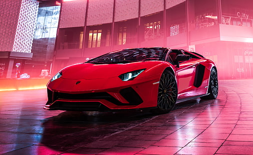Lamborghini, Lamborghini Aventador S, samochód, Lamborghini Aventador, czerwony samochód, samochód sportowy, supersamochód, pojazd, Tapety HD HD wallpaper
