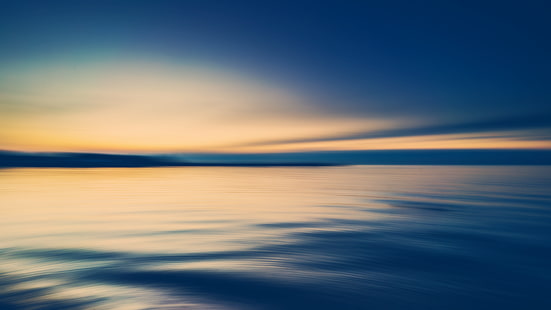 Gewässer, Meer, Ufer, Horizont, Wasser, Himmel, blau, gelb, Sonne, Sonnenuntergang, Küste, Wellen, HD-Hintergrundbild HD wallpaper