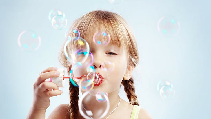 niños, personas, burbujas, Fondo de pantalla HD