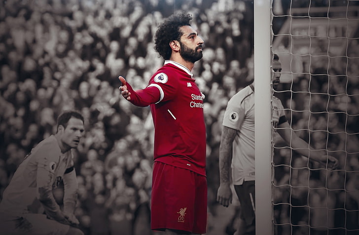 Mohamed Salah - Liverpool, erkekler kırmızı futbol forması, Spor, Futbol, ​​futbolcu, Liverpool, mohamedsalah, HD masaüstü duvar kağıdı
