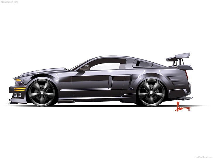 gray coupe in white background illustration, car, muscle cars, Ford Mustang, HD wallpaper