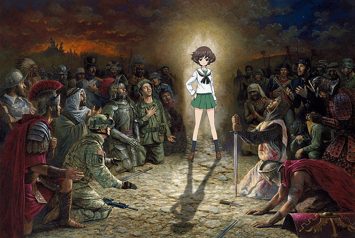 Kızlar und Panzer, Akiyama Yukari, anime kızlar, HD masaüstü duvar kağıdı