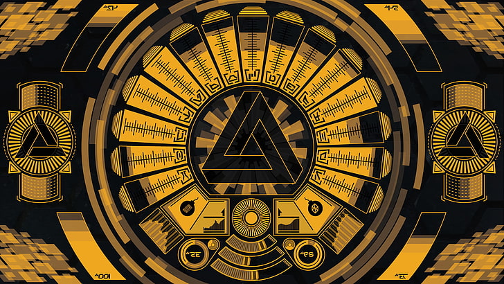 Abstergo Industries, deus ex, Deus Ex: Human Revolution, geometry, Interfaces, Penrose Triangle, sound, HD wallpaper