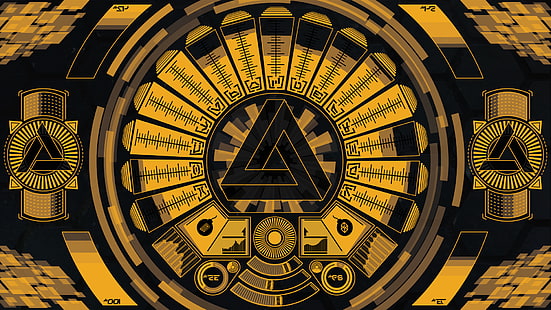 Abstergo Industries, deus ex, Deus Ex: человеческая революция, геометрия, интерфейсы, треугольник Пенроуза, звук, HD обои HD wallpaper
