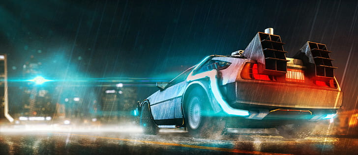 Back to the Future, movie, back to the future delorean illustration, Back to the Future, delorean, dmc, car, Movie, HD wallpaper
