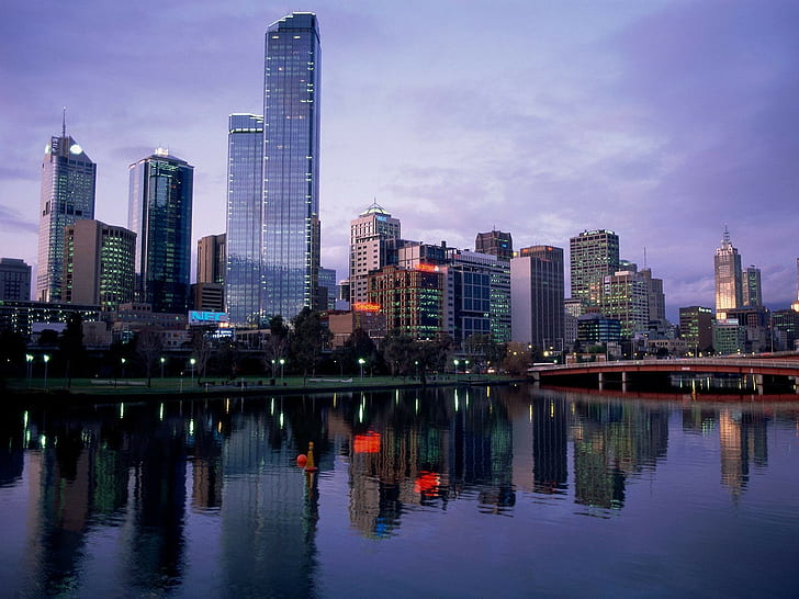 wieże rialto, Melbourne, miasto, pejzaż, wieżowiec, Tapety HD