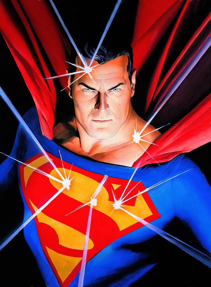 Alex Ross, Superman, schaut den Betrachter an, HD-Hintergrundbild, Handy-Hintergrundbild