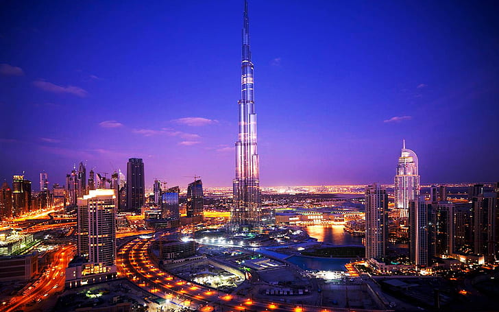 Burj Khalifa, Architektur, Hochhaus, Stadt, Stadtansicht, Autos, Licht, Nacht, Burj Khalifa, Architektur, Hochhaus, Stadt, Stadtansicht, Autos, Licht, Nacht, HD-Hintergrundbild