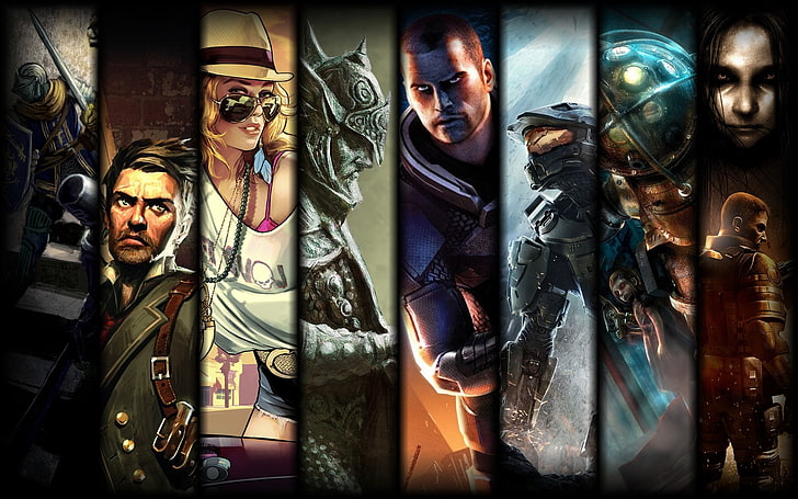 BioShock 2, BioShock Infinite, Dark Souls, F.E.A.R 3, Grand Theft Auto V, Halo 4, Mass Effect 3, The Elder Scrolls V: Skyrim, video games, HD wallpaper