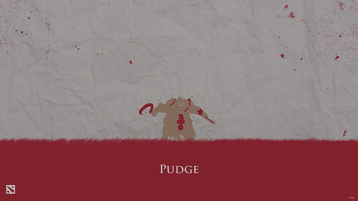 Dota 2 Pudge тапет, червен, кръв, минимализъм, герой, Защита на древните, месар, DotA 2, Pudge, HD тапет