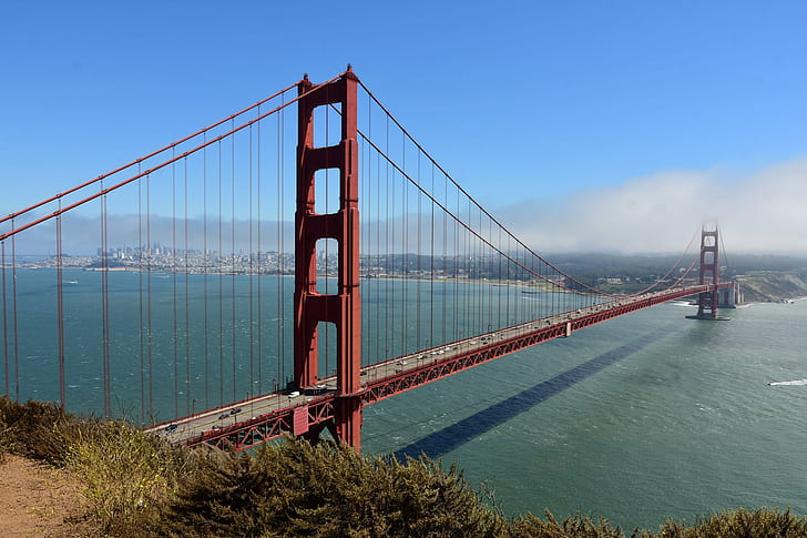 Мост Золотые Ворота, 360 Мост, архитектура, пейзаж, Сан-Франциско, США, HD обои
