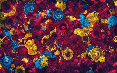 психеделично, дигитално изкуство, цветно, цветя, абстрактно, HD тапет HD wallpaper