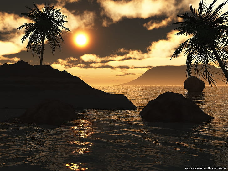 puesta de sol del mar Trasmonto papua Naturaleza Puestas de sol HD Art, puesta de sol, mar, vue, Fondo de pantalla HD