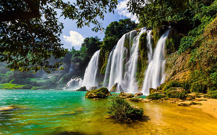 خلفيات Ban Gioc Waterfall في الصين وفيتنام بدقة 4K عالية الدقة والصور لسطح المكتب والجوال 3840 × 2400، خلفية HD