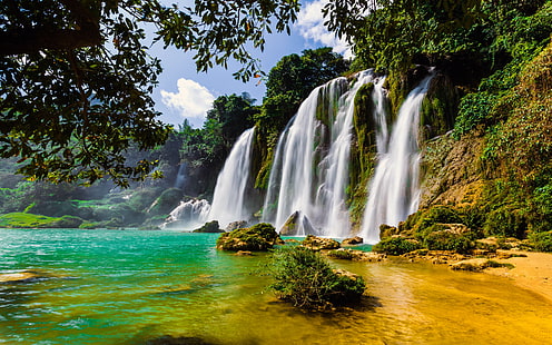 خلفيات Ban Gioc Waterfall في الصين وفيتنام بدقة 4K عالية الدقة والصور لسطح المكتب والجوال 3840 × 2400، خلفية HD HD wallpaper
