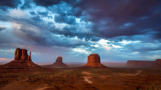Monument Valley, USA, Monument Valley, USA, mountains, sky, clouds, rocks, evening, HD wallpaper HD wallpaper