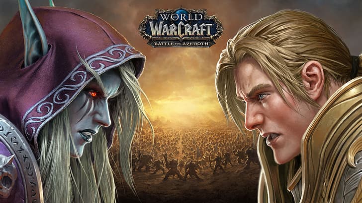 World of Warcraft, World of Warcraft: Battle for Azeroth, horde, Alliance, Sylvanas Windrunner, Anduin Wrynn, HD wallpaper