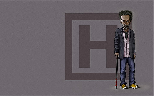 homem na ilustração de casaco formal preto, casa M.D., Dr. house, HD papel de parede HD wallpaper