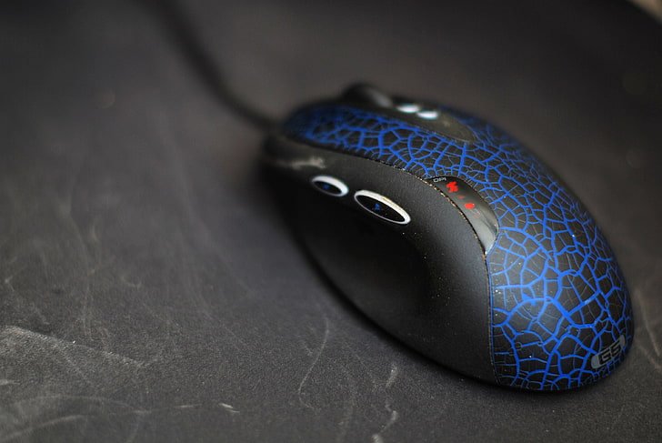 black and blue corded computer mouse, computer mouse, HD wallpaper