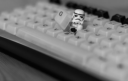 Lego, Black & White, Keyboard, Star Wars, Stormtrooper, HD wallpaper HD wallpaper