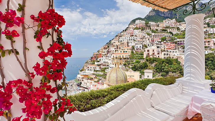 Campania, Semenanjung Sorrento, Italia, Eropa, Wallpaper HD