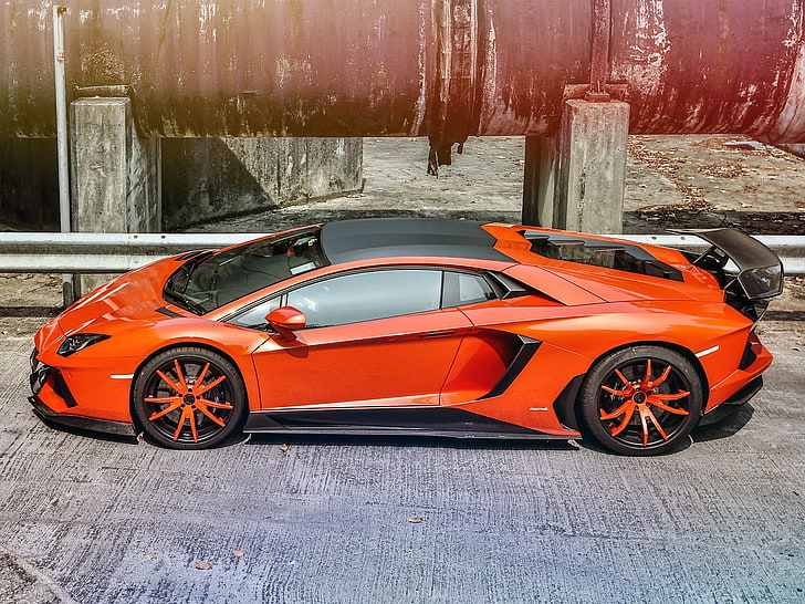 orange Lamborghini coupe, Lamborghini, Aventador, DMC Design, Molto Veloce, LP900, HD wallpaper