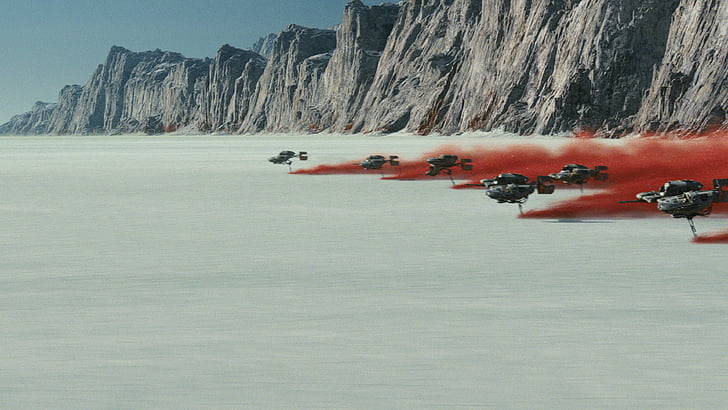 Fighting ships near rocky hill at dayting, Star Wars: The Last Jedi, new planet, best movies, HD wallpaper