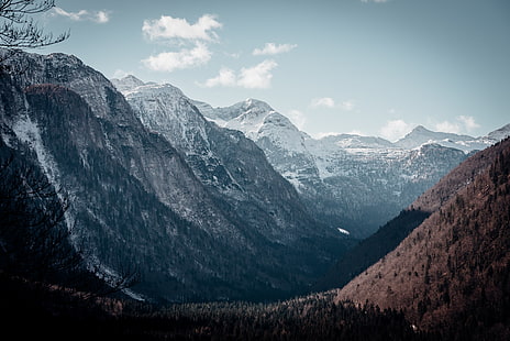 black and white mountains, Landscape, Mountains, 5K, HD wallpaper HD wallpaper
