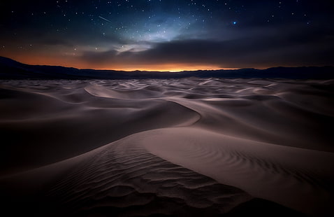 desierto marrón, noche, naturaleza, desierto, Fondo de pantalla HD HD wallpaper